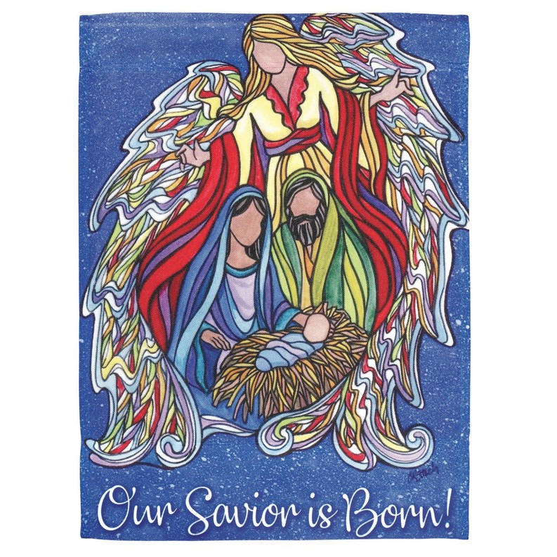 Holy Family With Angel Print Flag