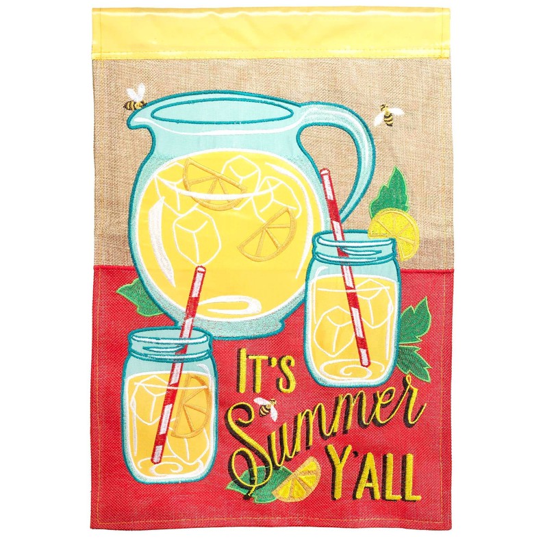 It's Summer Y'All Burlap Double Applique Garden Flag