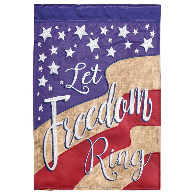 Let Freedom Ring Burlap Double Applique Garden Flag