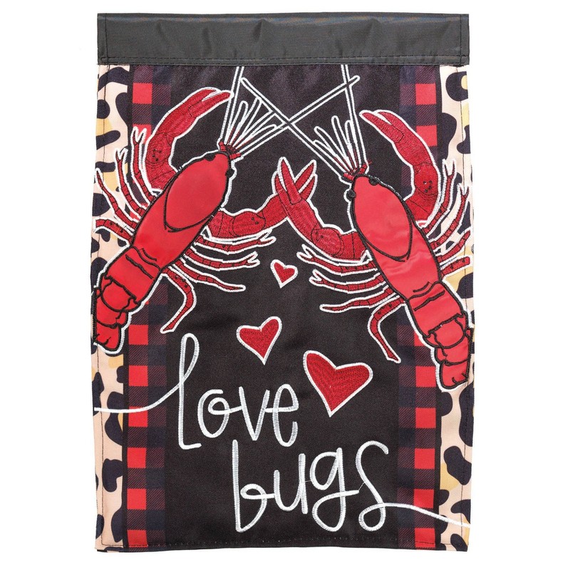 Love Bugs Crawfish Applique Garden Flag