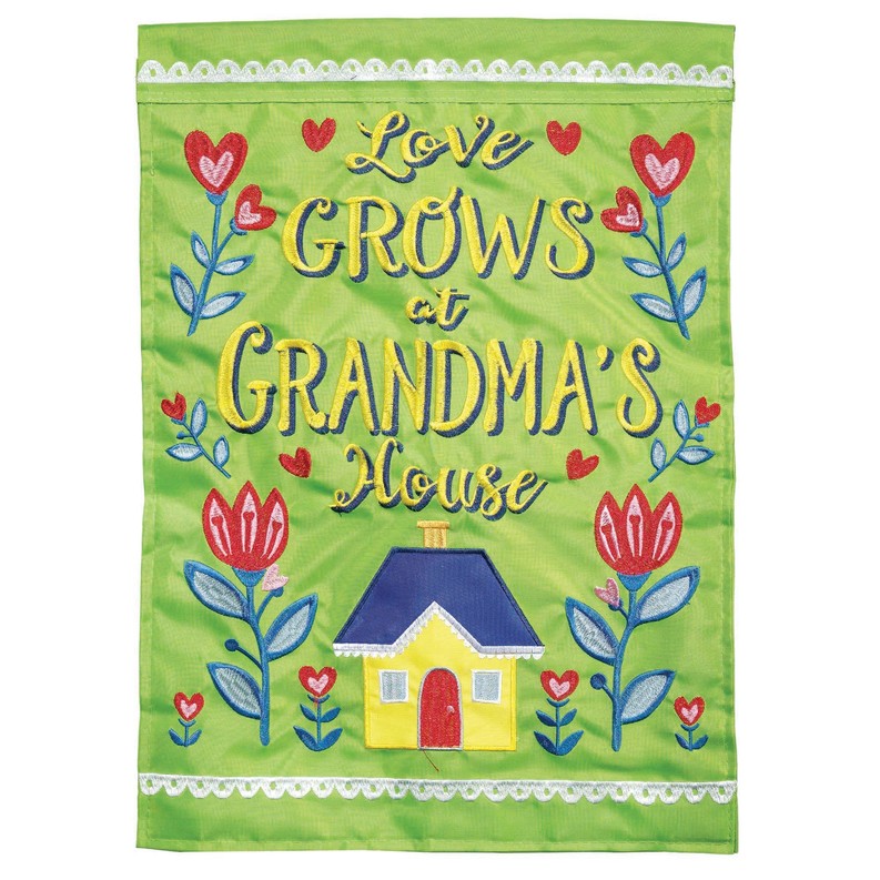 Love Grows At Grandma's House Flag Garden Double Applique