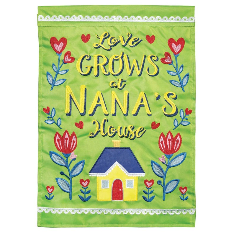 Love Grows At Nana's House Flag Garden Double Applique