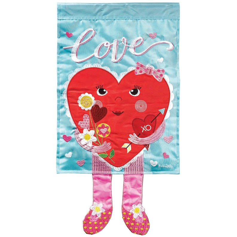 Love Heart Double Applique Crazy Leg Flag