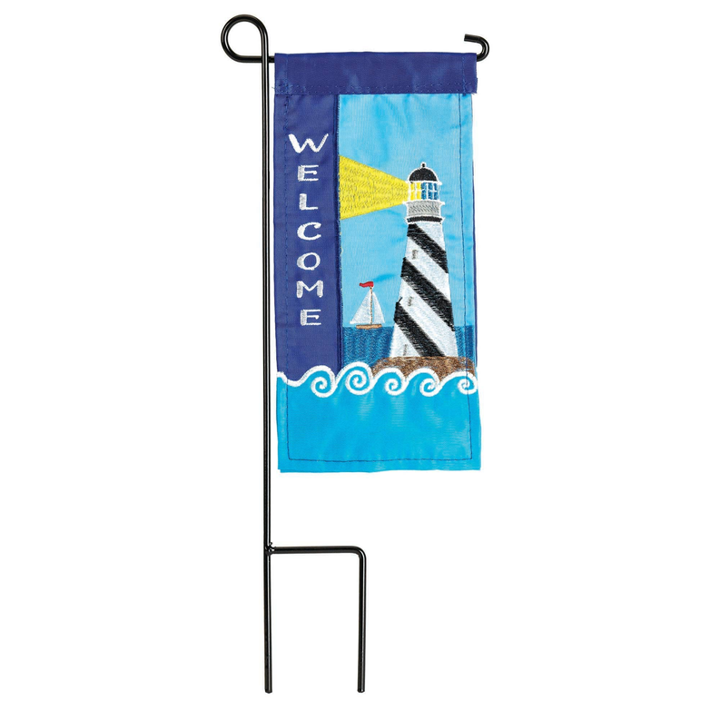 Natucial Lighthouse Welcome Mini Flag With Flag Pole Stake