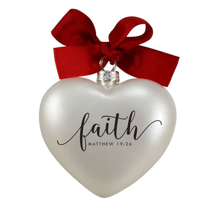 Ornament Heart Faith Ribbon Hang