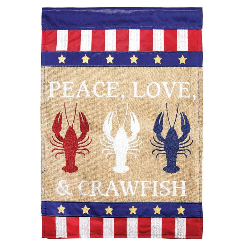 Peace Love & Crawfish House Flag Double Applique