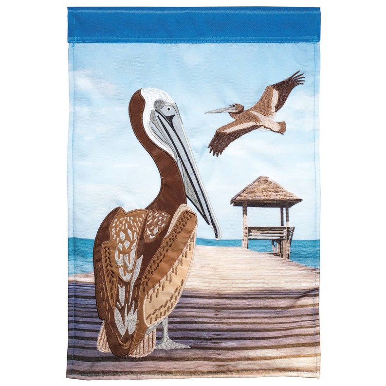 Pelican Applique Garden Flag