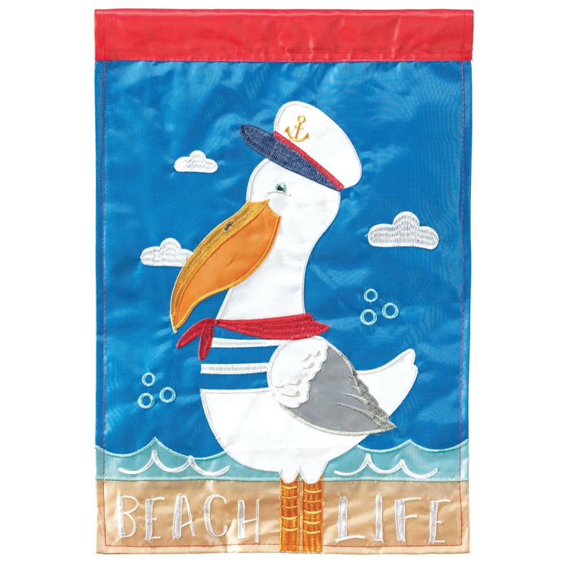 Pelican Beach Life Flag Poly Garden