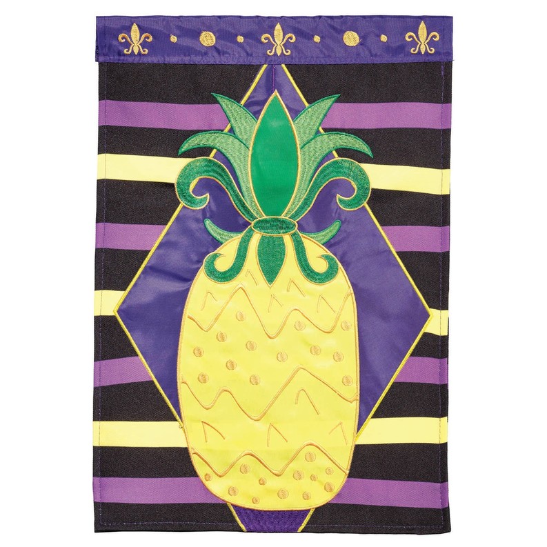 Pineapple Fleur De Lis Applique Garden Flag