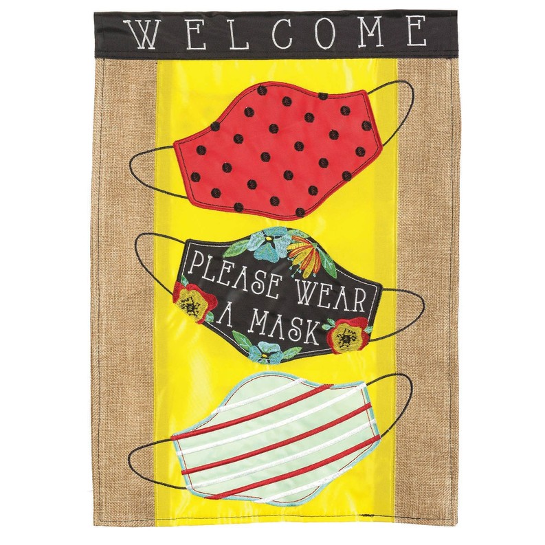 Please Wear A Mask Flag Applique Garden