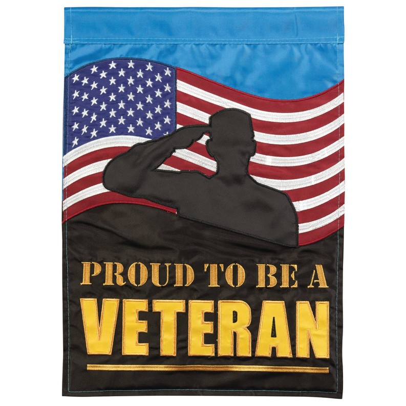 Proud To Be A Veteran Double Applique Flag