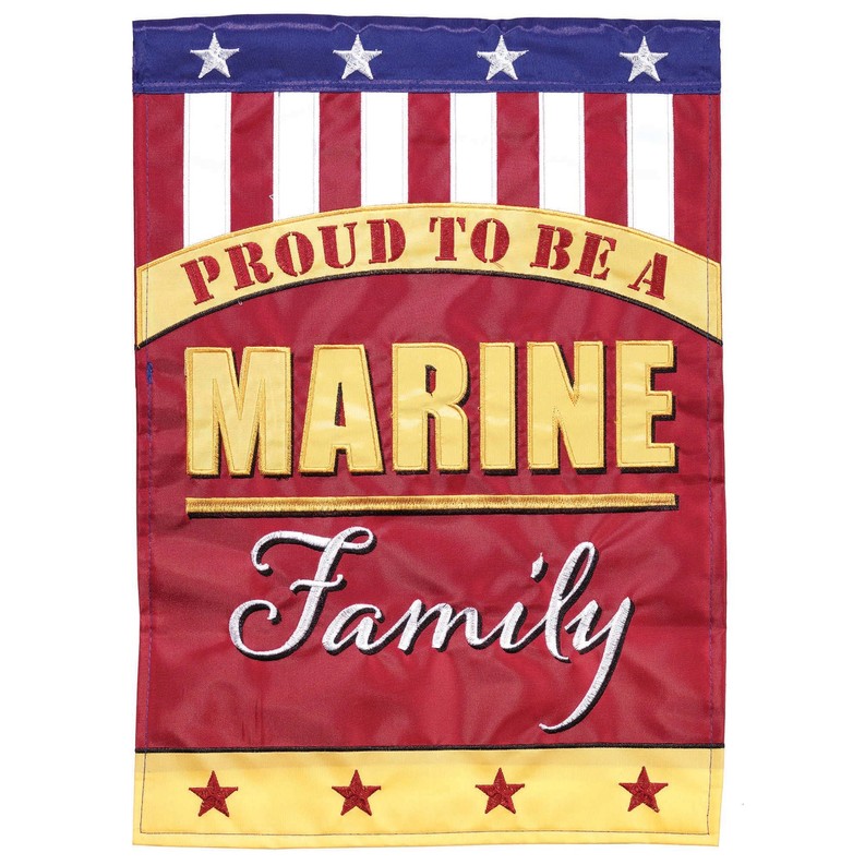 Proud To Be An Marine Family Double Applique Garden Flag
