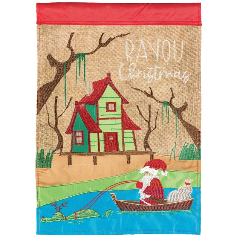 Santa Bayou Christmas Flag Poly 