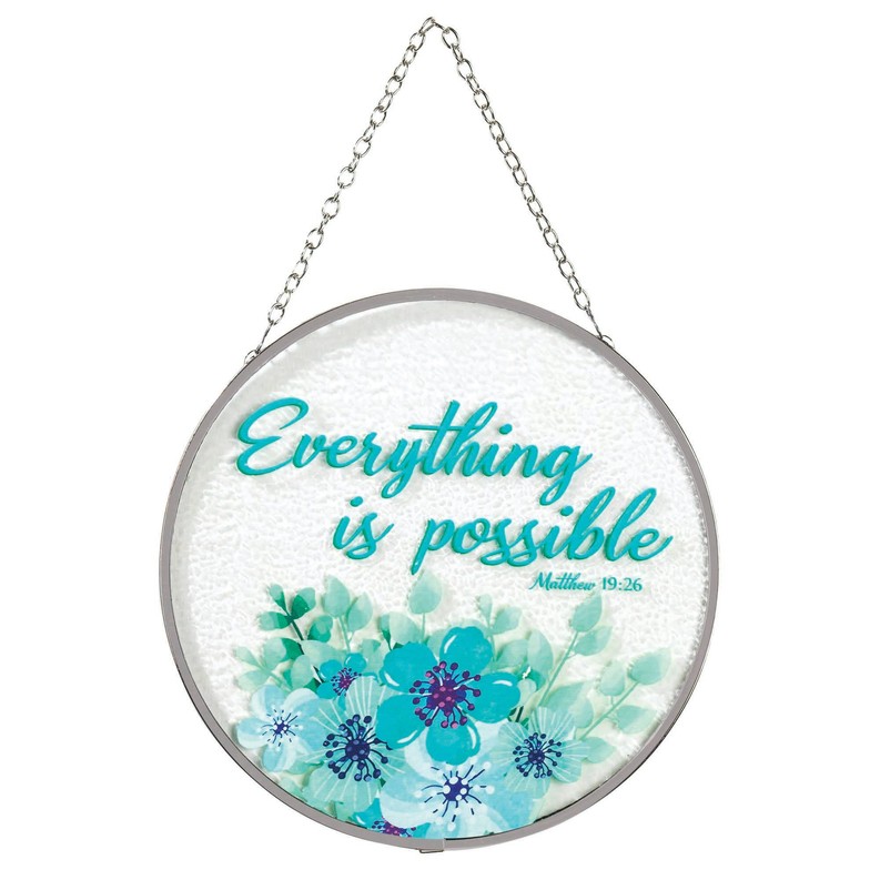 Sun Catcher Everything Is Matthew19:26 With Suction Cup
