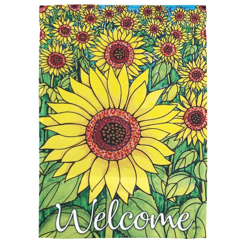 Sunflowers Welcome Garden Print Flag