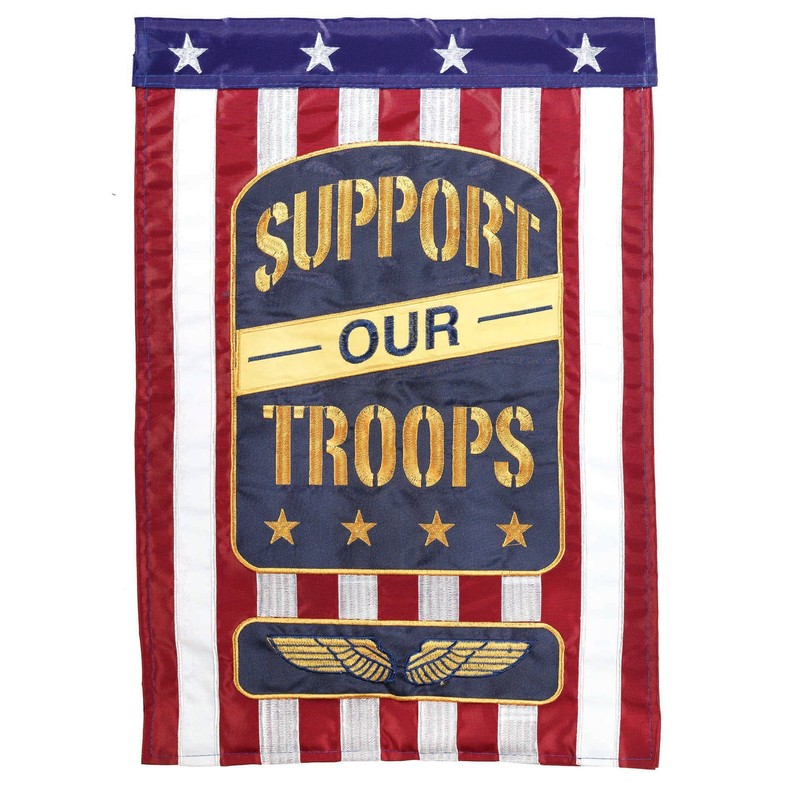 Support Our Troops Family Double Applique Garden Flag