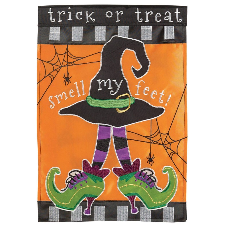 Trick Of Treat Smell My Feet Double Applique Garden Flag