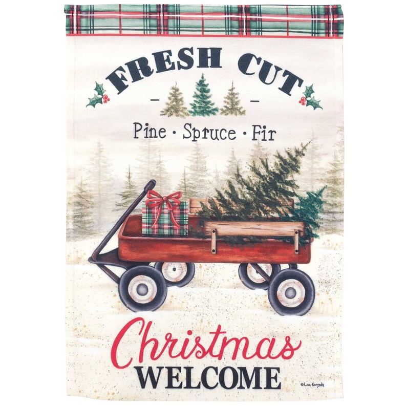 Wagon Fresh Cut Trees Flag Poly Garden