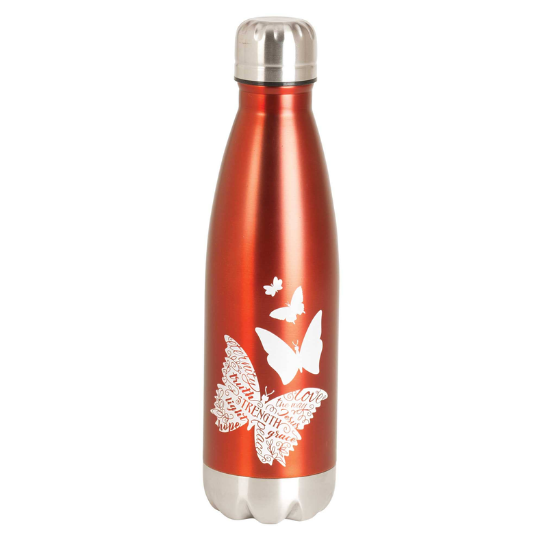Water Bottle - 17 oz 17oz red Butterflies 