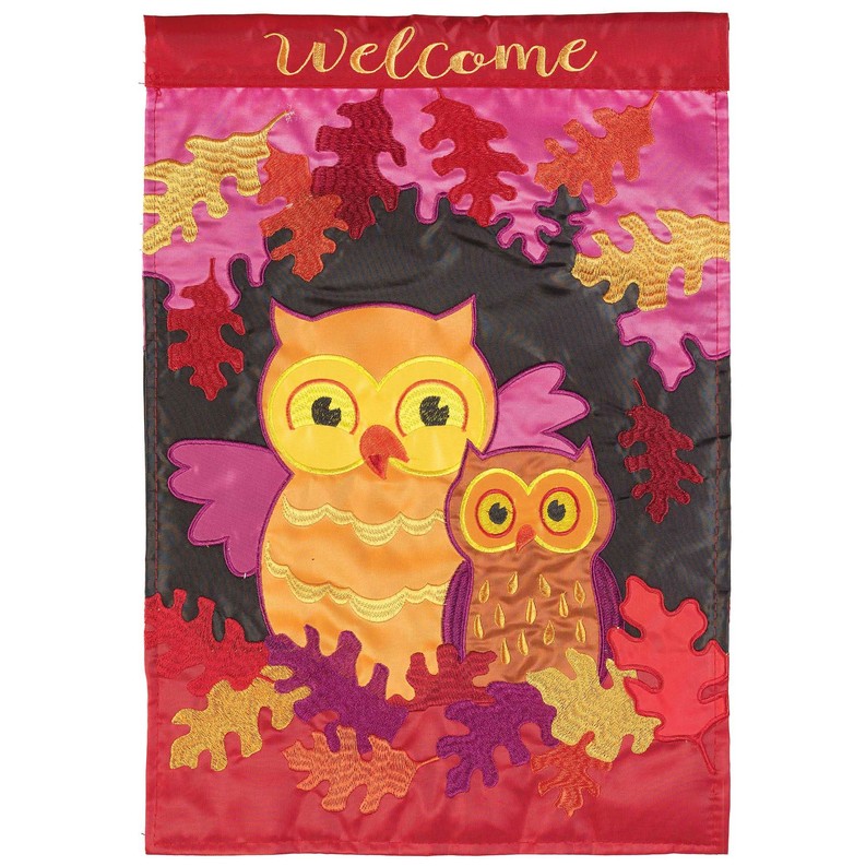 Welcome Fall Owls Flag Poly Garden