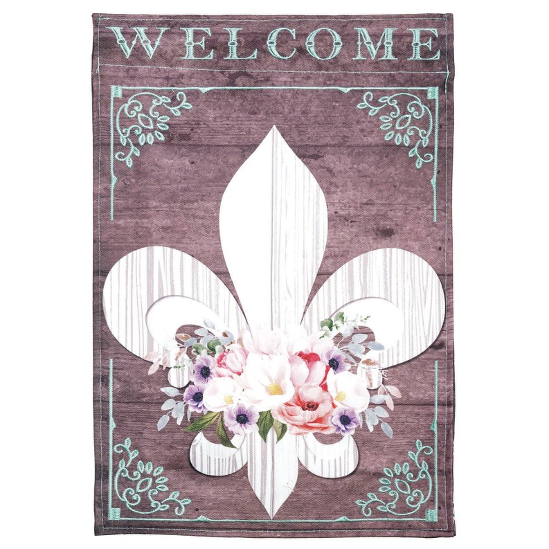 Welcome Fleur De Lis Applique Garden Flag