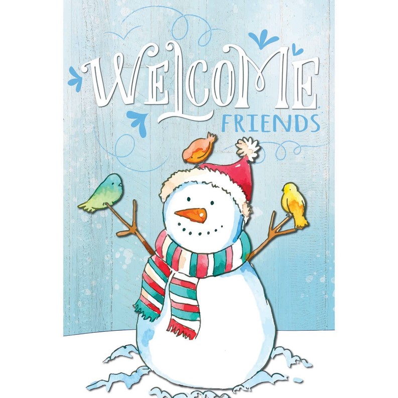 Welcome Friends Snowman Flag