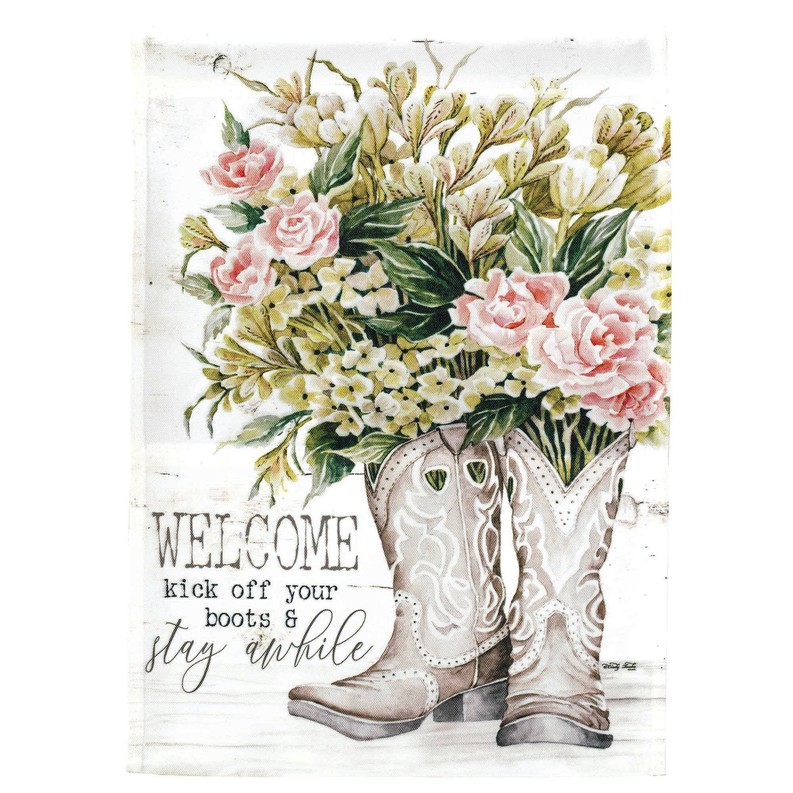 Welcome Kick Off Your Boots Print Flag
