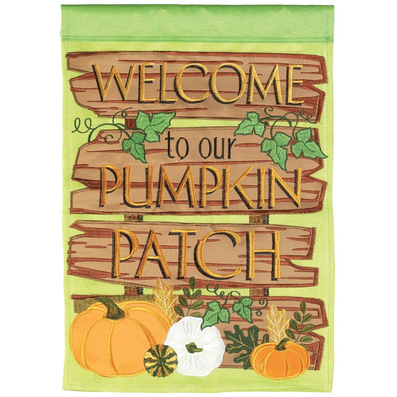 Welcome Pumpkin Patch Flag Burlap Garden