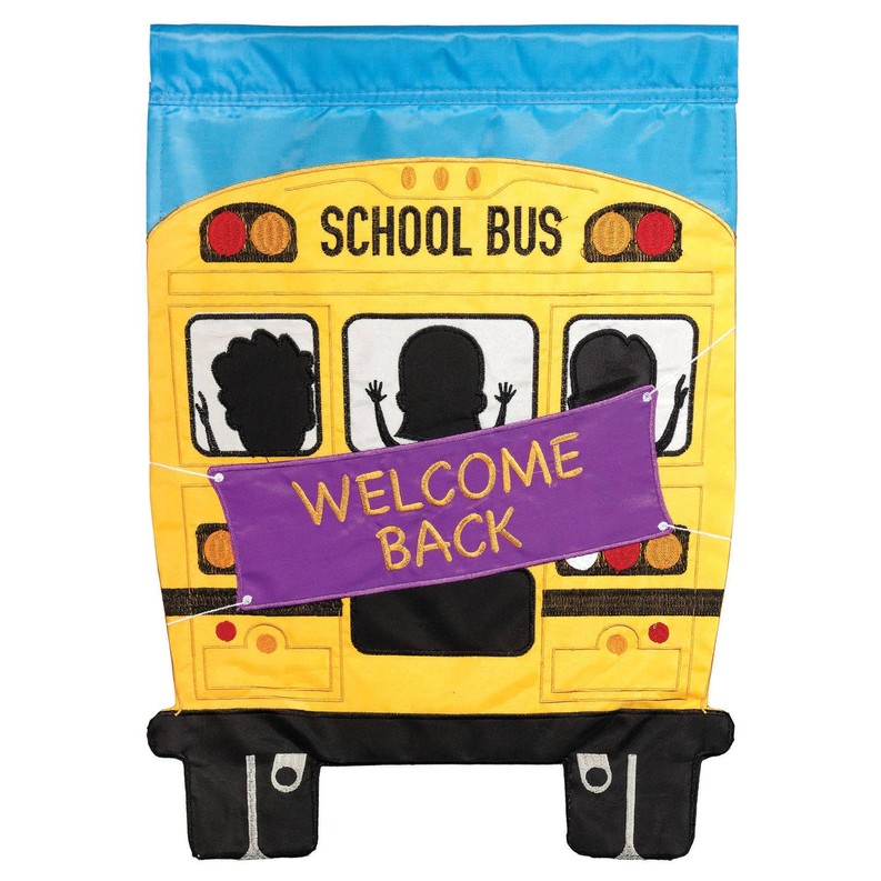 Welcome School Bus Applique Flag