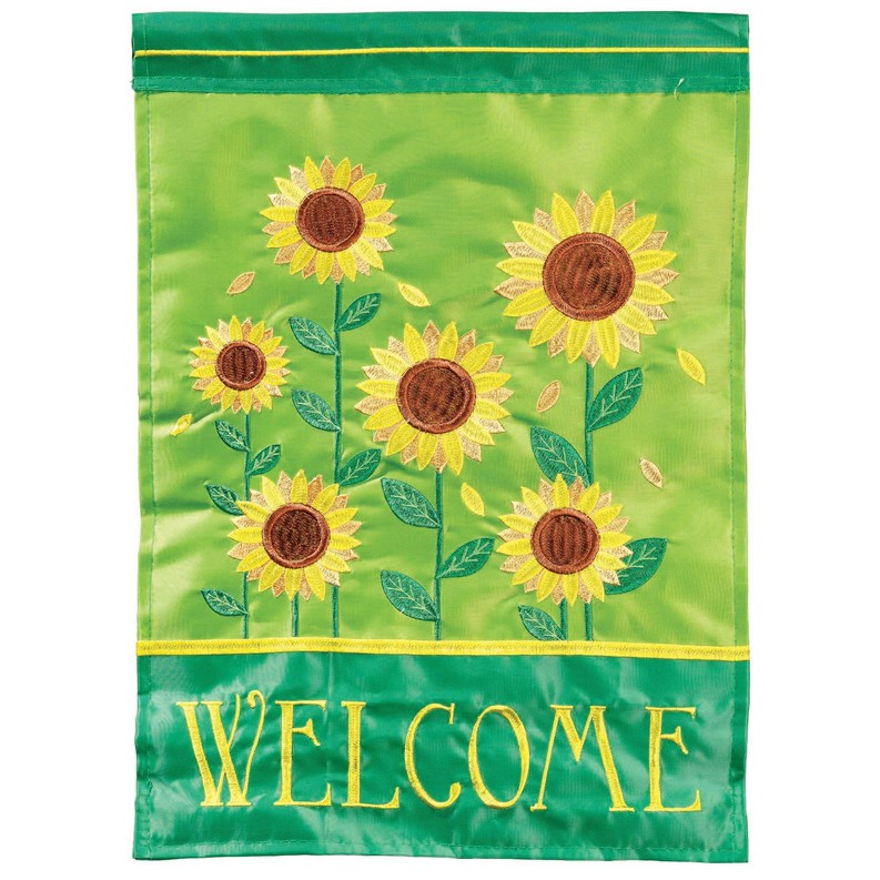 Welcome Sunflower Flag Poly Garden