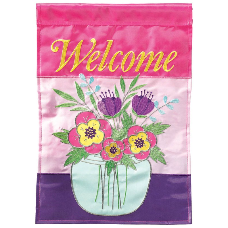 Welcome Topiary Shaped Garden Flag