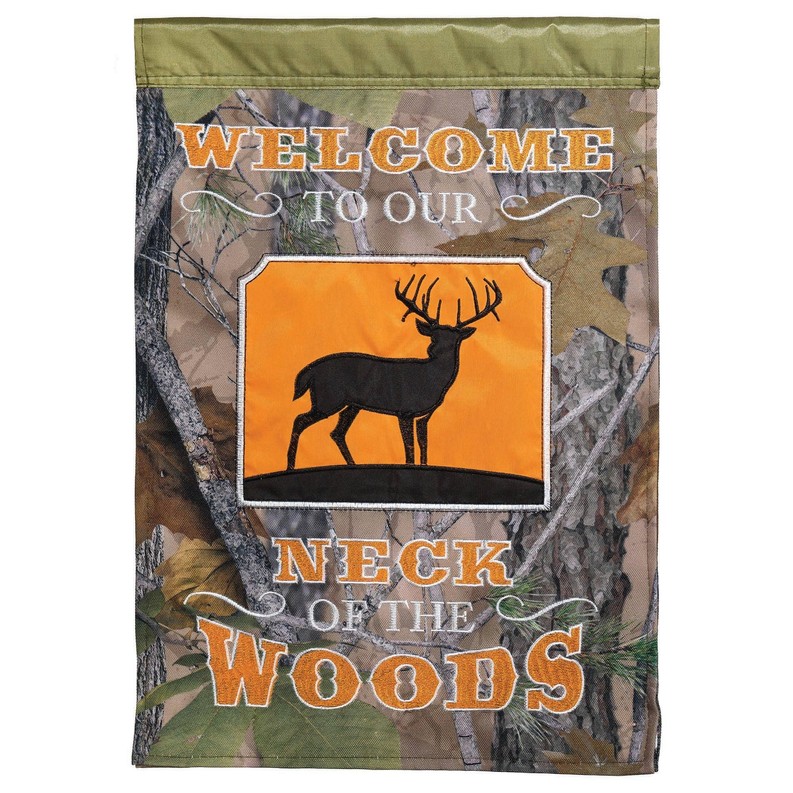 Welcome Woods Applique Flag