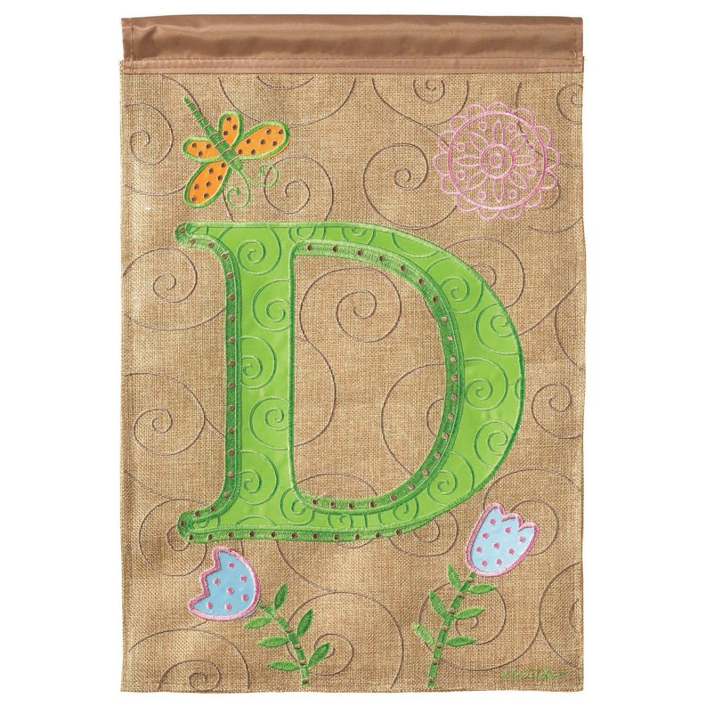 Whimisical Garden Monogram Flag