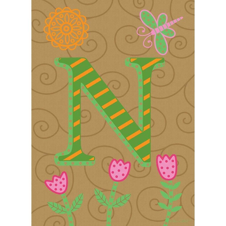 Whimisical Garden Monogram Flag