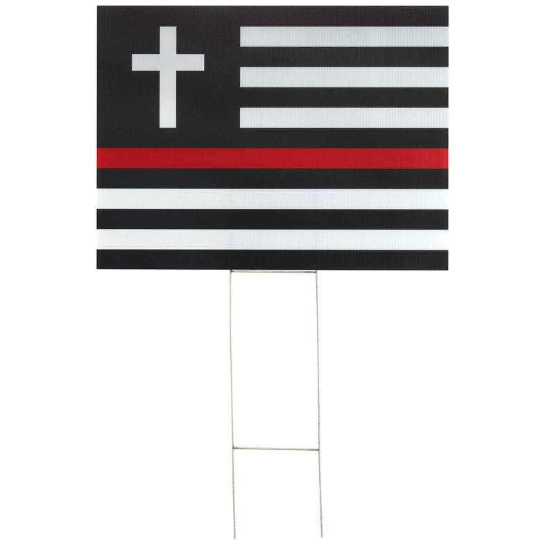 Yard Sign Thin Line Flag With Cross