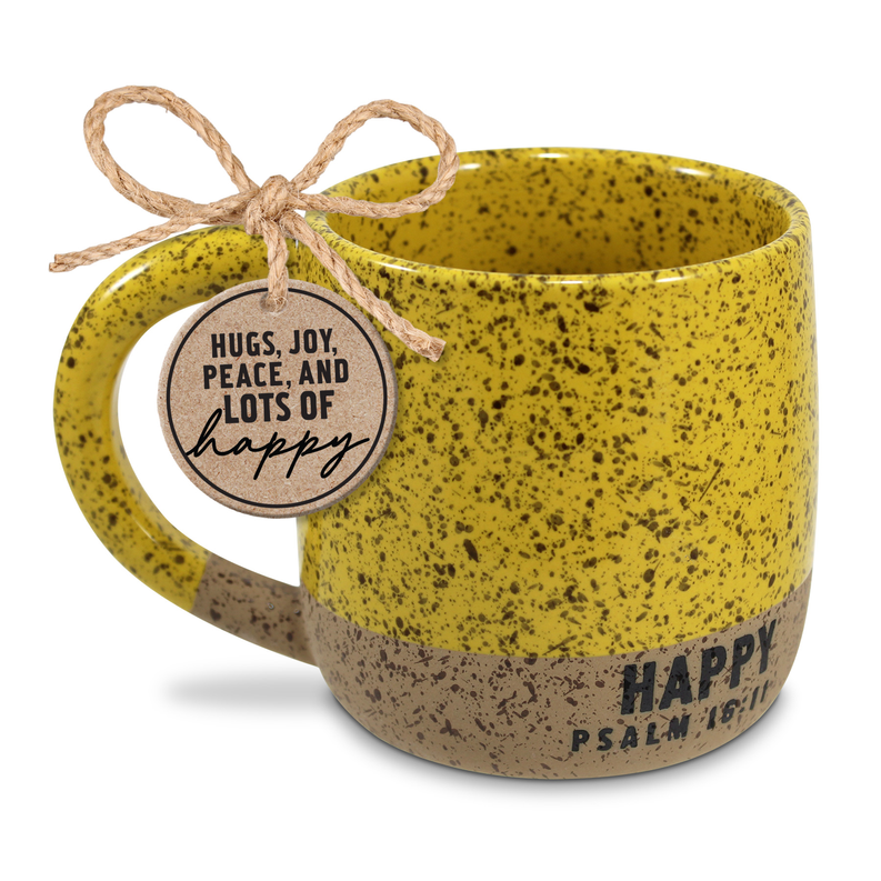 Mug Speckled Stone Happy Gold 18Oz