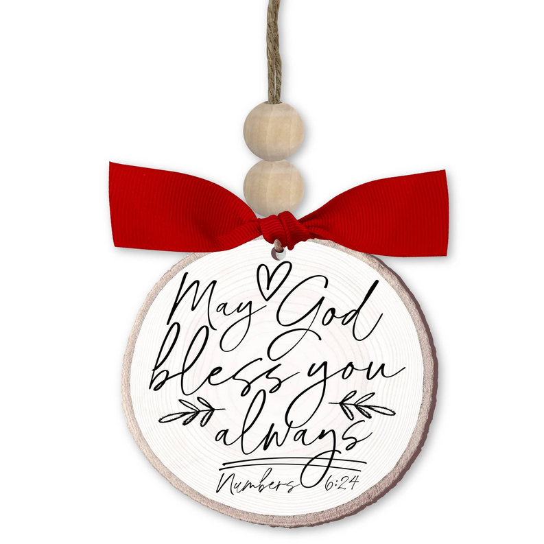 Christmas Ornament Rustic Tree God Bless