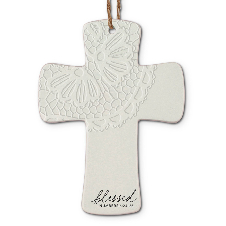 Christmas Ornament Cross Lace Blessed