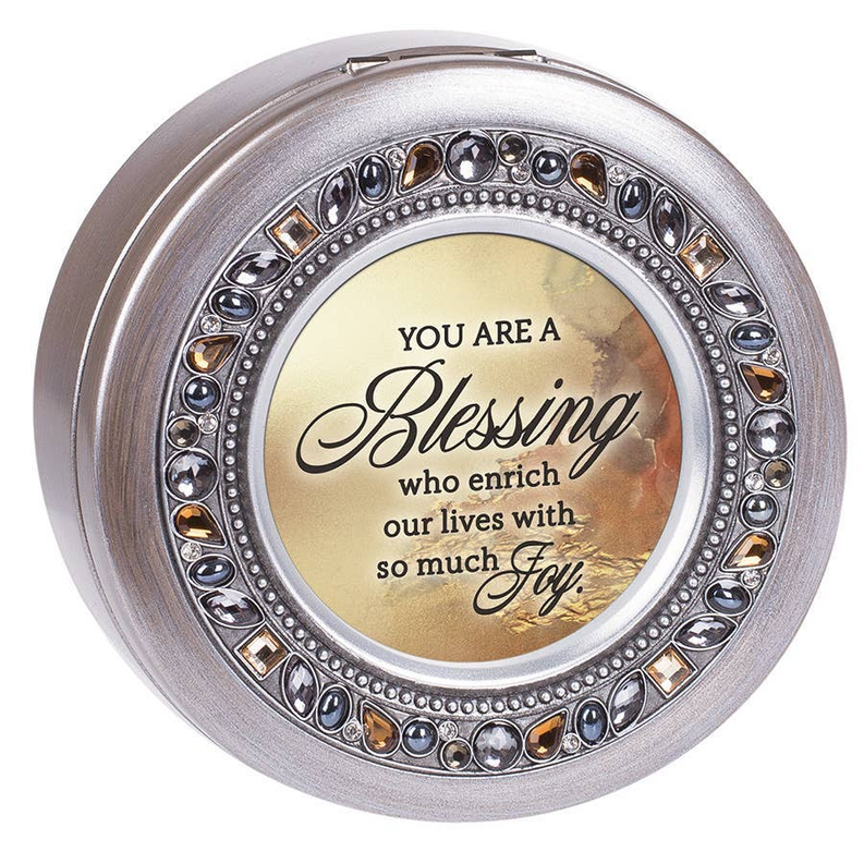 You Are A Blessing Round Pewter Jeweled Music Box