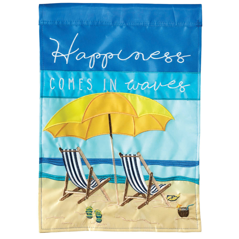 Beach Chair Happiness Garden Flag