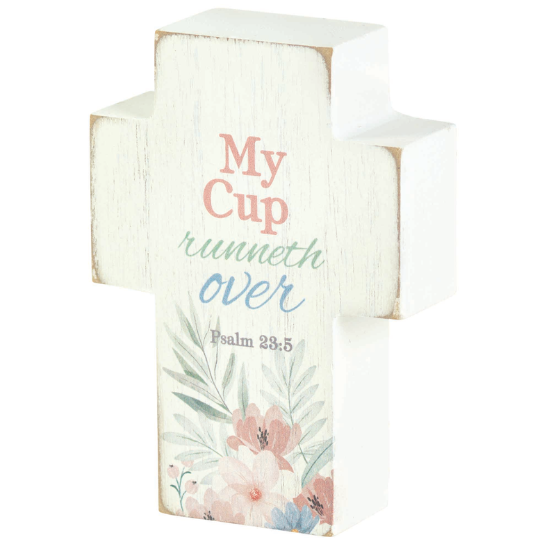 Tabletop Cross Plaque Cup Runneth Over