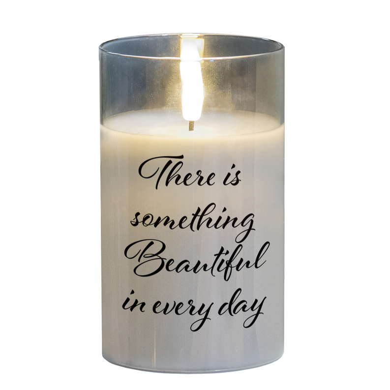 LED Candle Something Beautiful 5in Grey