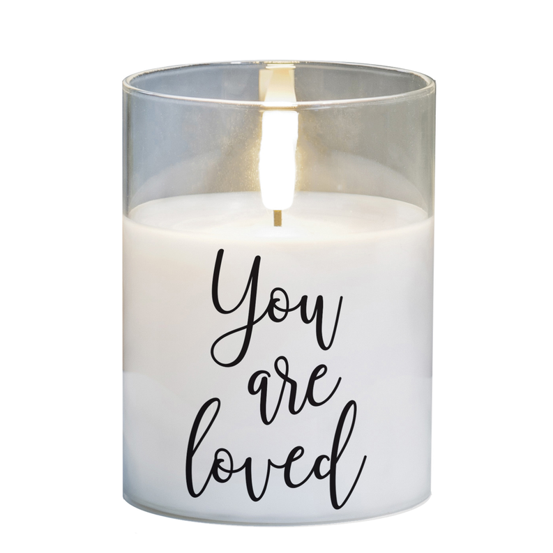 LED Candle You Are Loved 4in White