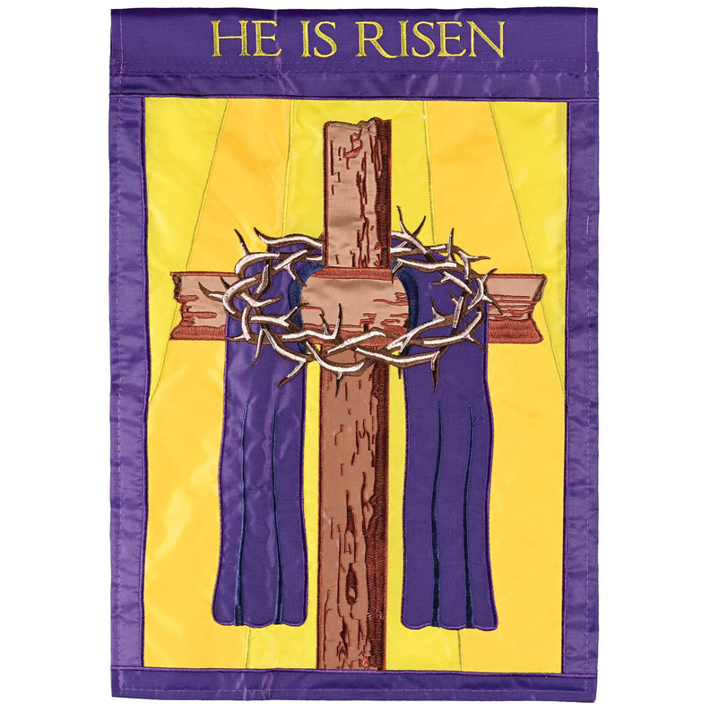 Flag Cross And Crown He Is Risen 13x18