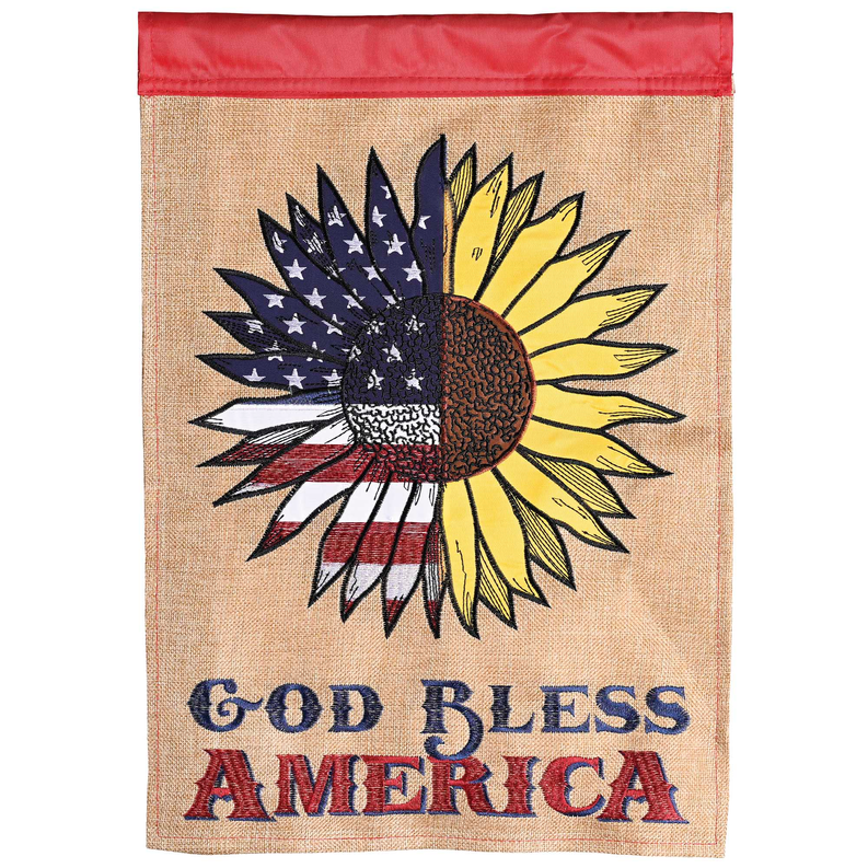 Flag God Bless America Burlap