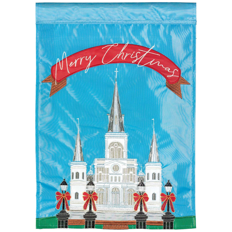Merry Christmas St Louis Cathedral Flag
