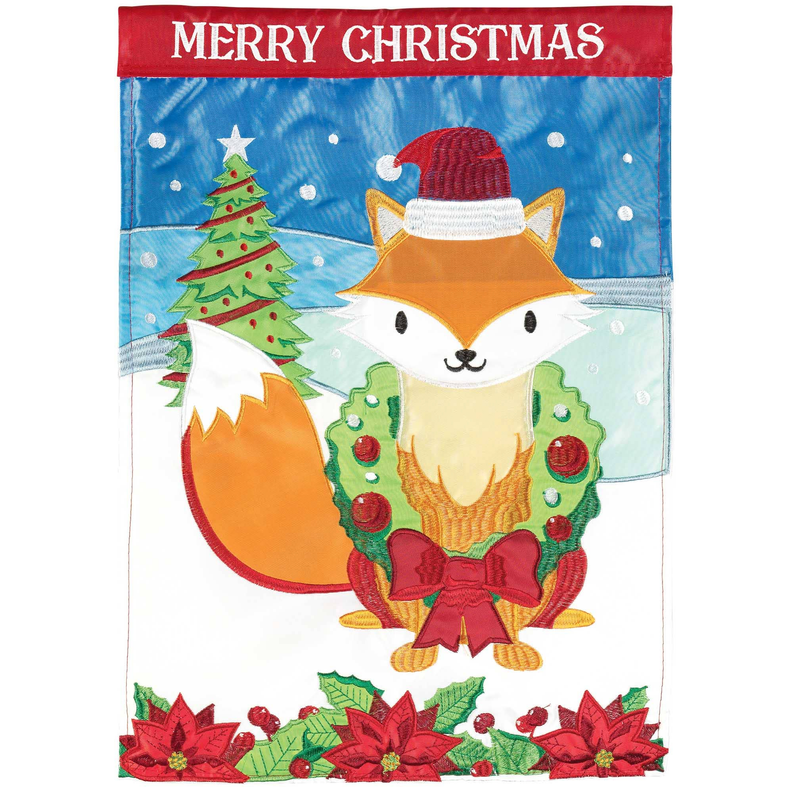 Merry Christmas Fox Flag Poly Garden