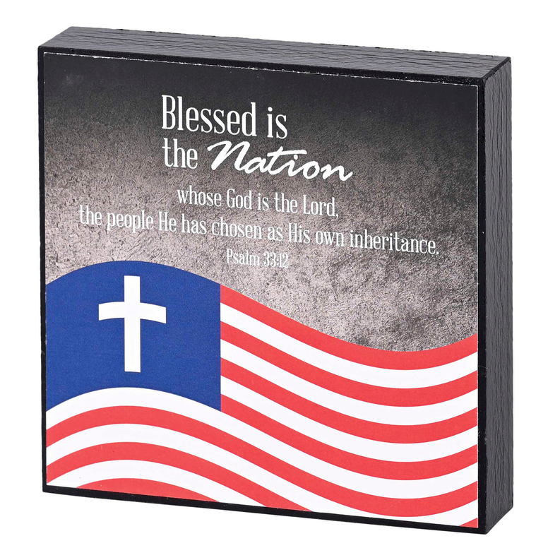Tabletop Plaque Flag Blessed Is The