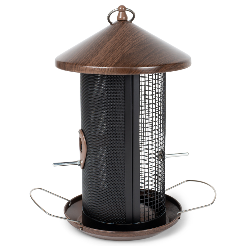 BirdFeeder Woodgrain Finish Metal