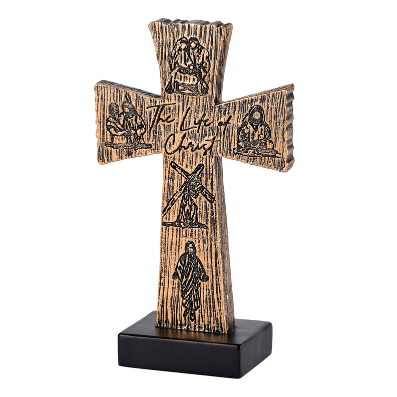 Tabletop Cross The Life Of Christ Resin